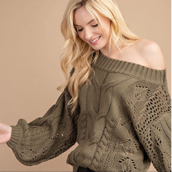 Olive Chunky Sweater - Picture 2 of 6